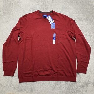Apt 9 Sweater Mens 3XL Tall Red Seriously Soft Merino Wool Blend V Neck Pullover